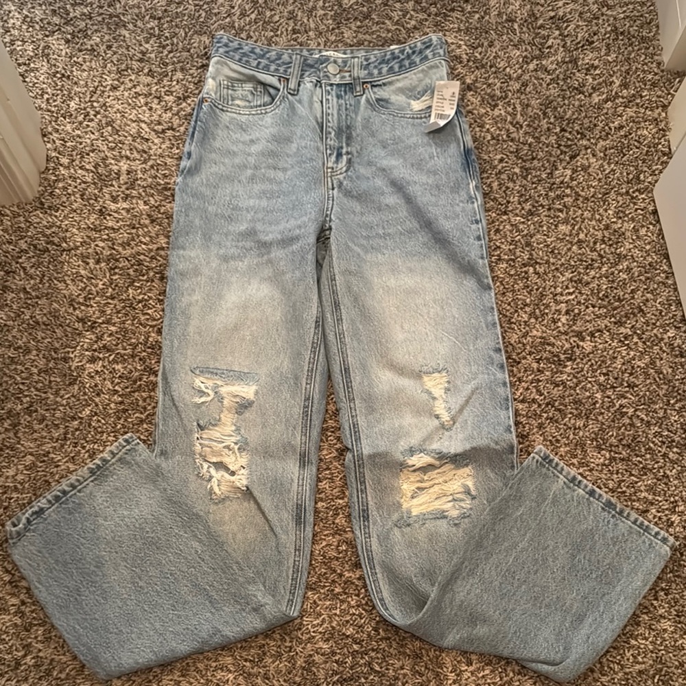 Stylish Light Blue Distressed Jeans